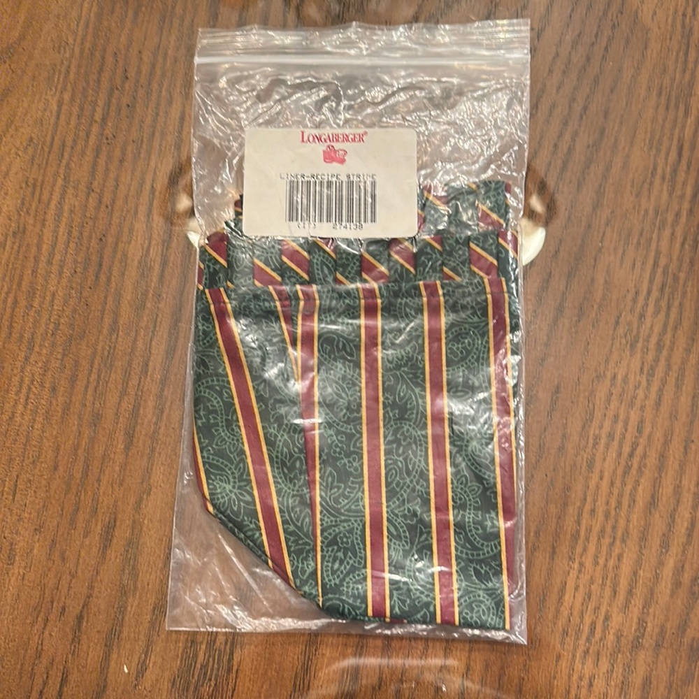 Longaberger Recipe basket Imperial Stripe liner